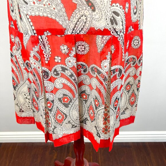 Vintage Paisley Drop Waist Sailor Collar Pleated Skirt Dress Size 4 - Picture 8 of 9